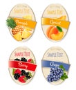 Set of labels of berries and fruit.