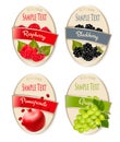 Set of labels of berries and fruit.