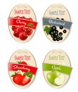 Set of labels of berries and fruit.