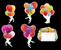 Set of labels with colored ballons, vector Royalty Free Stock Photo