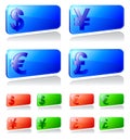 Set of labels with currency symbols Royalty Free Stock Photo