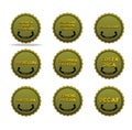 A set of labels for eco-products. Green, gold emblem.