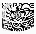 Maori turtle tattoo flash set. Set of labels and elements. Vector set illustration template tattoo.