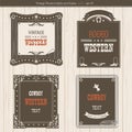 Set of labels and frames in Western style for design