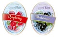 Set of labels with fruit and berries flavored water.