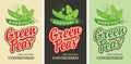Set of labels for green peas in retro style