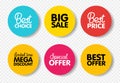 Set labels with inscription sale. Vector flat illustrations. Ad or promo. Shopping concept. Promotion price label mega sale, shop Royalty Free Stock Photo