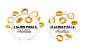 Set of labels for italian pasta, anellini macaroni