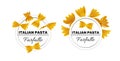 Set of labels for italian pasta, farfalle