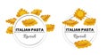 Set of labels for italian pasta, ravioli macaroni