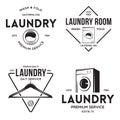 Set of labels or logos for laundry service. Vector emblems and design elements Royalty Free Stock Photo