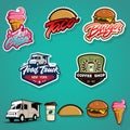 Set of labels, logotype and elements for different fast food