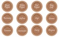 A set of labels with the names of spices, seasonings for food. Icons, print. Elegant design