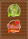 A set of labels olive oil, tomato. Natural product