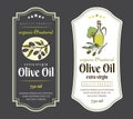 Set of Labels for Olive Oils. Elegant design for olive oil packaging Royalty Free Stock Photo