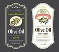 Set of Labels for Olive Oils. Elegant design for olive oil packaging Royalty Free Stock Photo