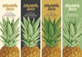 Set of labels for pineapple juice in retro style Royalty Free Stock Photo