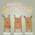 Set of labels with Santas reindeer. Blitzen, Rudol