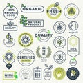 Set of labels and stickers for organic food and drink, and natural products Royalty Free Stock Photo