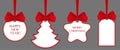 Set labels and stickers with red bows. Holiday Christmas or New Year symbols. Vector Royalty Free Stock Photo