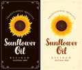 Set of labels for sunflower oil with sunflower Royalty Free Stock Photo