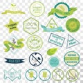 Set of labels for vegans, gluten free and diary free badges. Royalty Free Stock Photo