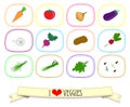 Set of labels with vegetables. Vector illustration