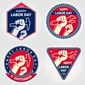 Set of Labor Day posters, badges or banners. Vector illustration