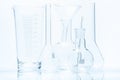 Set of laboratory glassware of different capacity and shapes