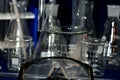 Set of laboratory glassware on black background, Chemical, biological science laboratory glassware collection