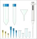 Set of laboratory plastic with pipette