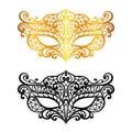 Set of lace carnival venetian masks on white background Royalty Free Stock Photo