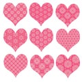 Light red pink romantic heart shapes lacy pattern cut out isolated on white Royalty Free Stock Photo