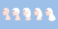 A set of ladyÃ¢â¬â¢s faces in profile with different hairstyles cartoon character vector Royalty Free Stock Photo