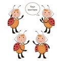 Set of ladybug characters