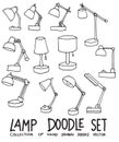 Set of Lamp Drawing illustration Hand drawn doodle Sketch line vector eps10