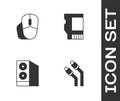 Set LAN cable network internet, Computer mouse, Case of computer and SD card icon. Vector Royalty Free Stock Photo