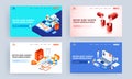 Set of landing page design with illustration of smartphone, laptop and medical elements