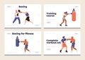 Set of landing page design template advertising online boxing school or training class for sportsman