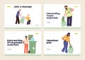 Set of landing page design template for online volunteering service caring for street cleanness