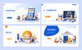 Set of landing page template for Online Shopping, E-commerce, Retail, Internet Banking. Modern vector illustration