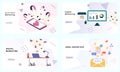 Set of landing page templates for email marketing, digital marketing, ecommerce, social media marketing, social network, business,