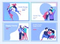 Set of Landing page templates happy family, travel and psychotherapy, family health care, goods entertainment for mother