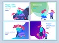 Set of Landing page templates for happy Fathers day, child health care, happy childhood and children, goods and