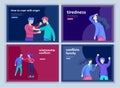 Set of Landing page templates for psyhology mental problems, depression panic attacks, paranoia anger control Royalty Free Stock Photo
