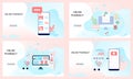 Set of landing pages of online pharmacy, healthcare, drugstore app concept. Vector of online prescription drugs, first aid kit and