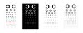 Set of Landolt C Eye Test Chart broken ring medical illustration. Japanese vision test line vector sketch style outline