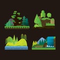 set of landscapes of nature. Vector illustration decorative design