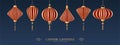 Set of Lanterns in Chinese style. Elements for decoration. Royalty Free Stock Photo