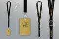 Set of lanyard and badge. Design example vip pass. Badge credit Royalty Free Stock Photo